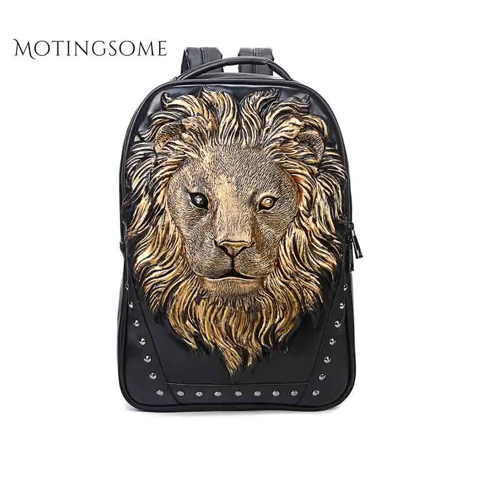 3D свитер с рисунком головы льва Рюкзак рок в стиле панк большой ноутбук дорожный