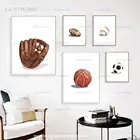 Настенная картина с изображением баскетбольного мяча в скандинавском стиле, бейсбольные плакаты и принты, настенные художественные картины для декора гостиной