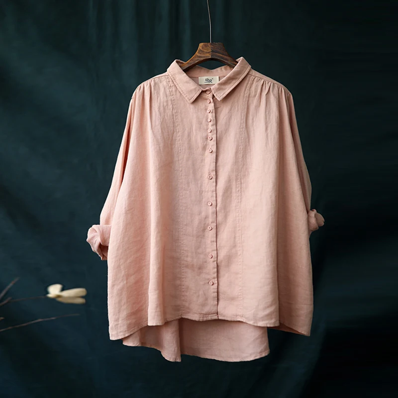 Johnature женские блузки рубашки для отдыха на пуговицах с отложным воротником