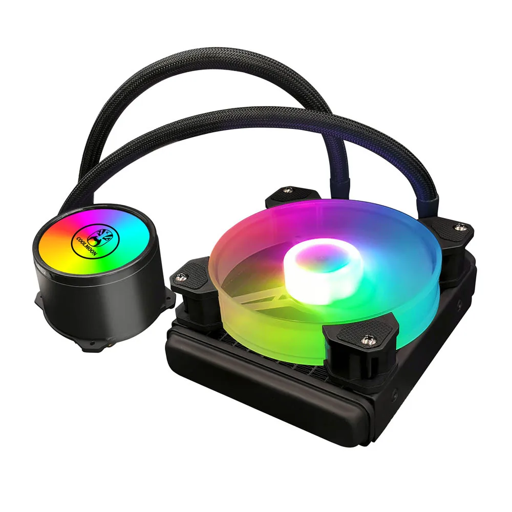 Для LGA775/115X/AM4/AM3/FM2 Прохладный MOON Холодная луна 120 цельный PC чехол кулер для воды с цветовой моделью RGB 120 мм тихий вентилятор Процессор жидкостный радиатор