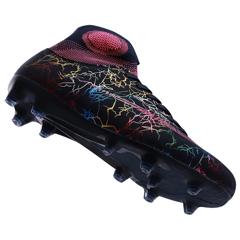 Детские мужские высокие футбольные бутсы 2019 детские удобные шипы черные зеленые