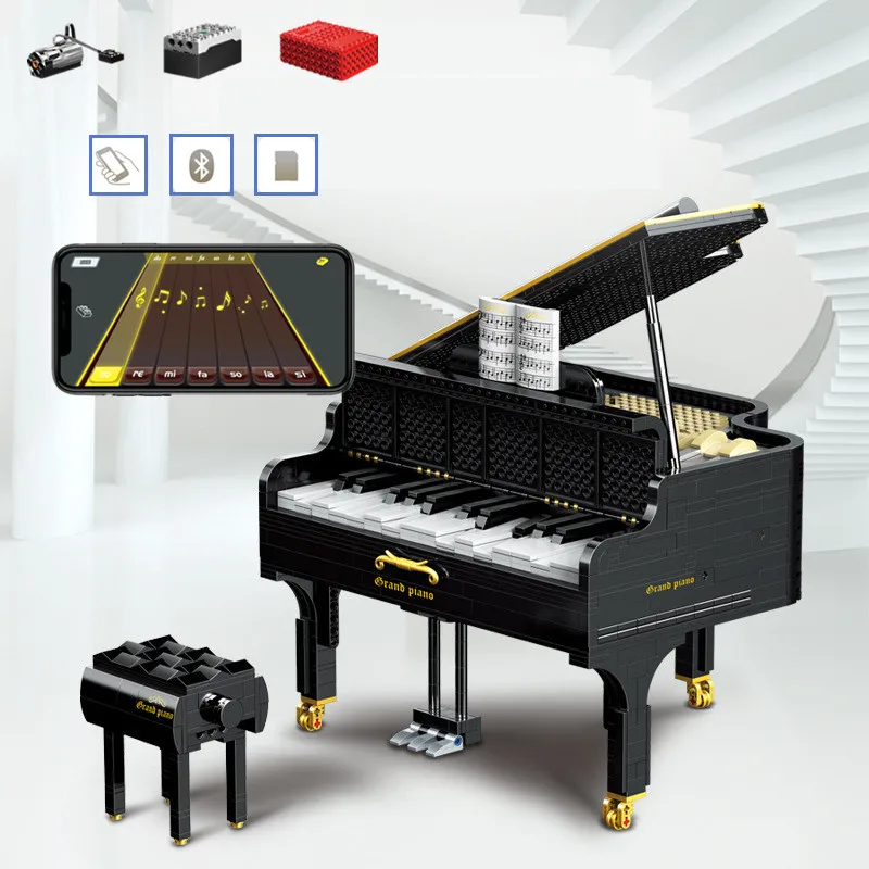 

New APP Control Electric Playable GRAND PIANO Bluetooth Speaker Ideas Toys Building Blocks Bricks Kid Gift