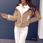 Пальто женское зимнее из искусственного меха, с отложным воротником