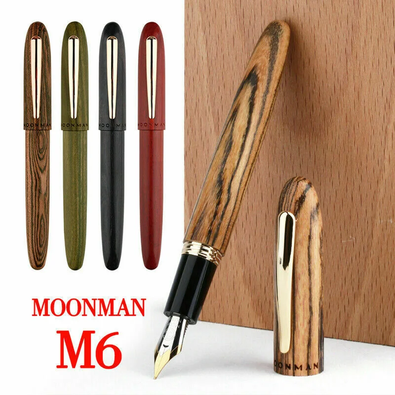 Перьевая ручка MOONMAN M6 из массива дерева портативные Нескользящие Канцтовары для