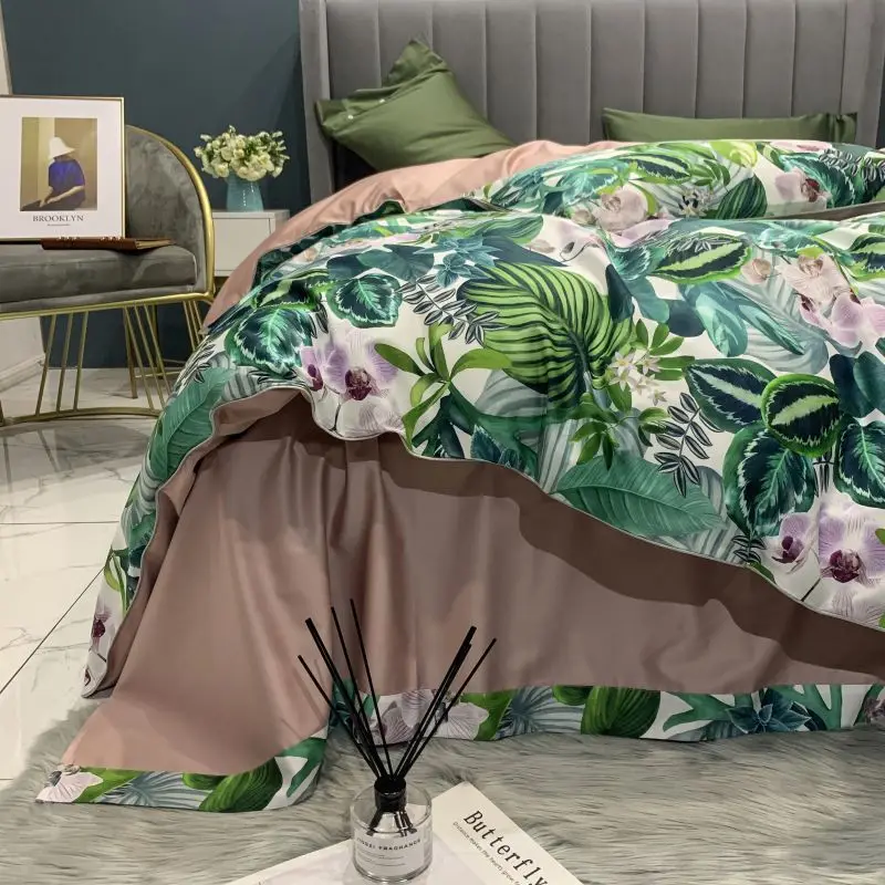 

Premium 100S Satin Egyptian Cotton Digital Printing Bedding Set Queen King Size Duvet Cover Bed Linen Fitted Sheet Pillowcases