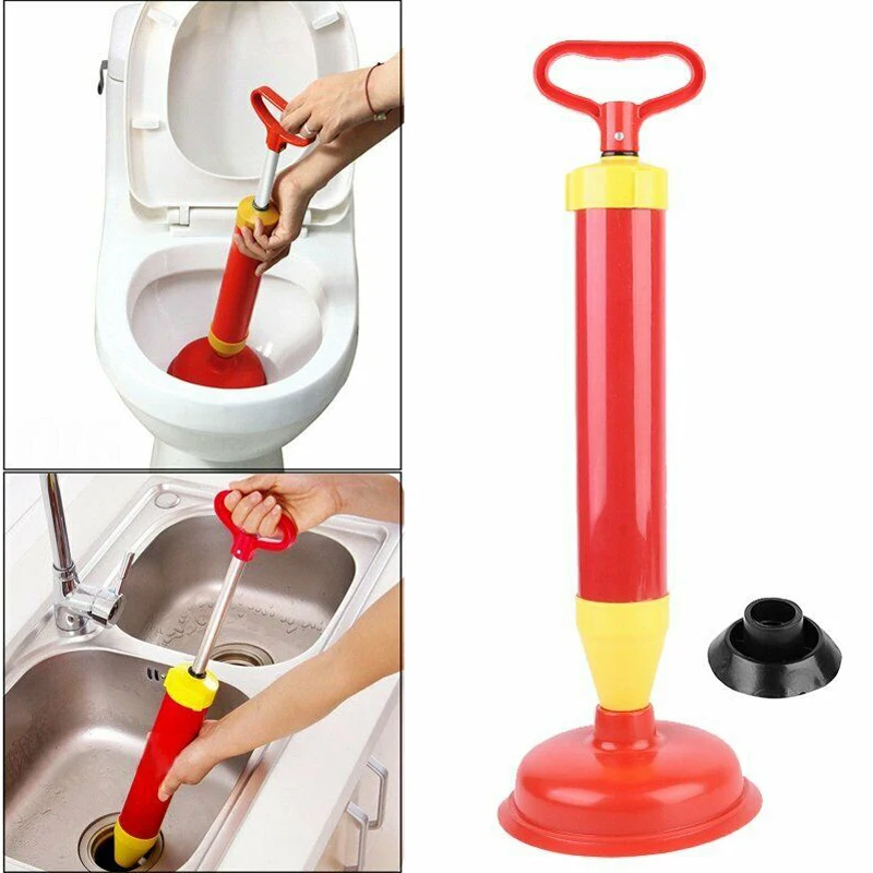 

Newest 1PC Toilet Dredge Tool With 4 Plugs Manual Drain Buster Plunger Household Cleaning Tool Powerful Bathroom Clog Cleaner