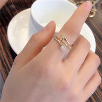 fashion korean love heart star zircon womens ring wedding party vintage jewelry gift classic aesthetic open rings 2021 trend
