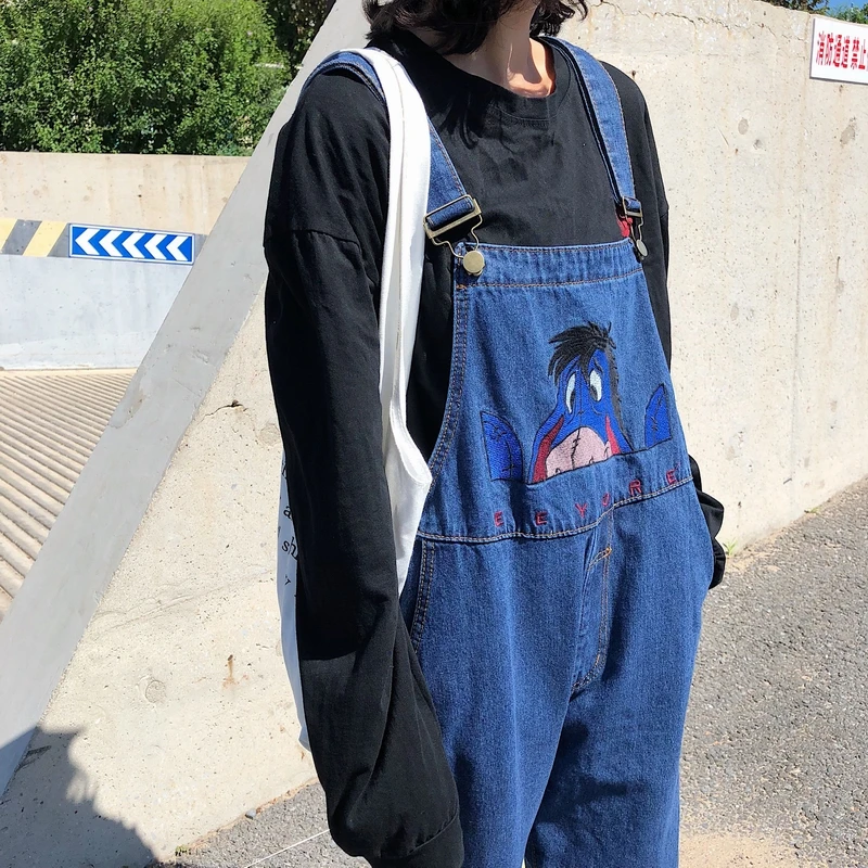 Свободные тонкие штаны на подтяжках в ковбойском стиле с вышитым галстуком для