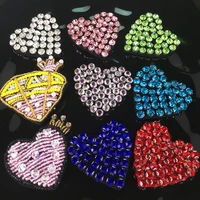handmade love heart crown diamond rhinestone beaded patch sewing beaded pearl patch clothes beaded applique cute patch
