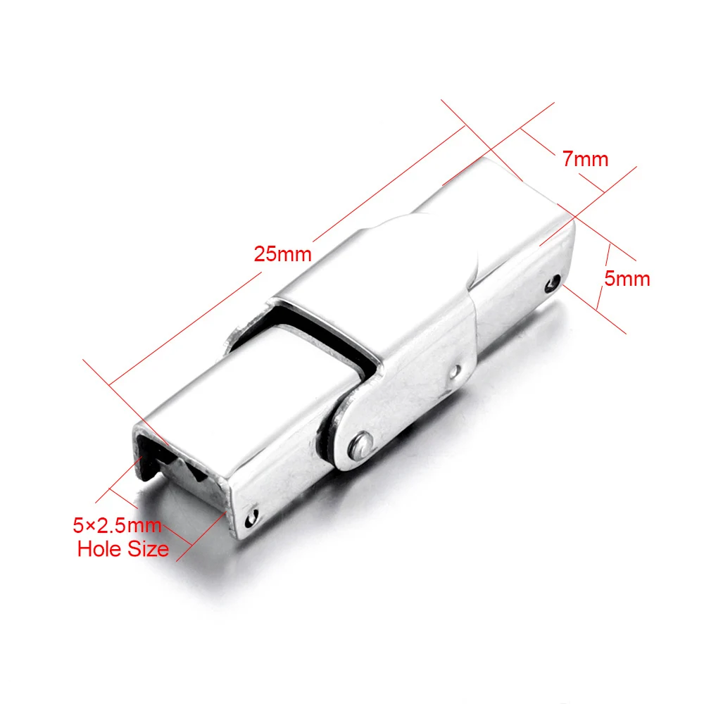 Fit 5x2.5mm 5 шт. застежка из нержавеющей стали обжимной челюсти крюк часы ремешок застежки для кожаный браслет ювелирных изделий DIY разъемы пряжки поставки - Цвет: Fit 5x2.5mm