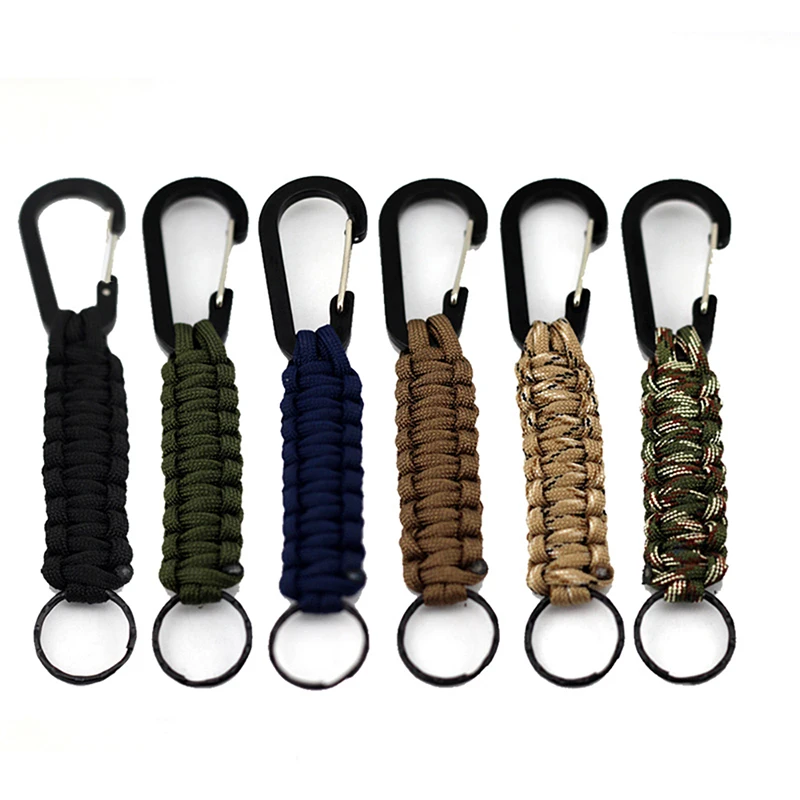 

Fashion Braided Keychain Outdoor Aluminum Alloy Mountaineering Buckle Key Chain Umbrella Portable Lanyard Rope Hook