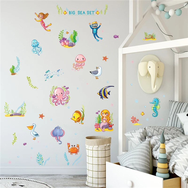 

Cartoon Animal Wall Sticker for Kids Room Decoration Creative Decals Nursery Mural Home Decor Children's Self-adhesive Wallpaper