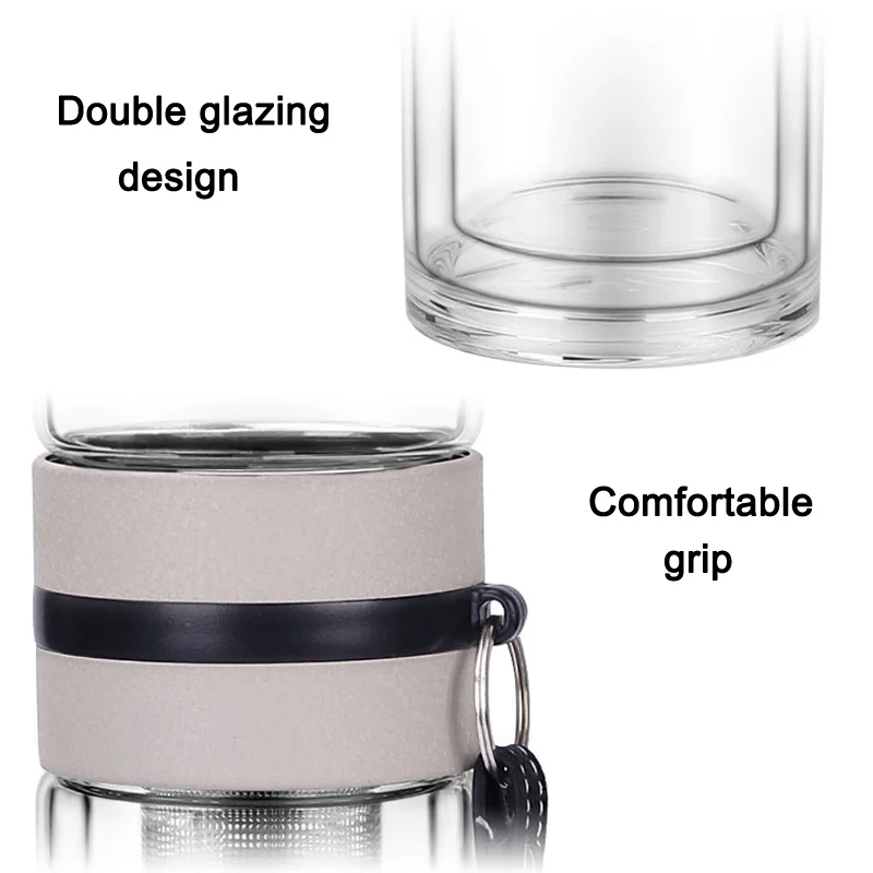 Новая дорожная кружка с ситечком для заваривания чая из боросиликатного стекла |