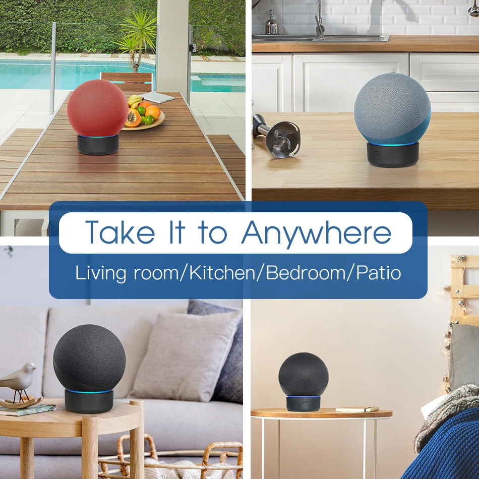 Battery Base for Echo 4 4th Gen (the Big One) 10000mAh Portable Wireless Ec.h0 4th Generation Power Battery Pack Holder Stand