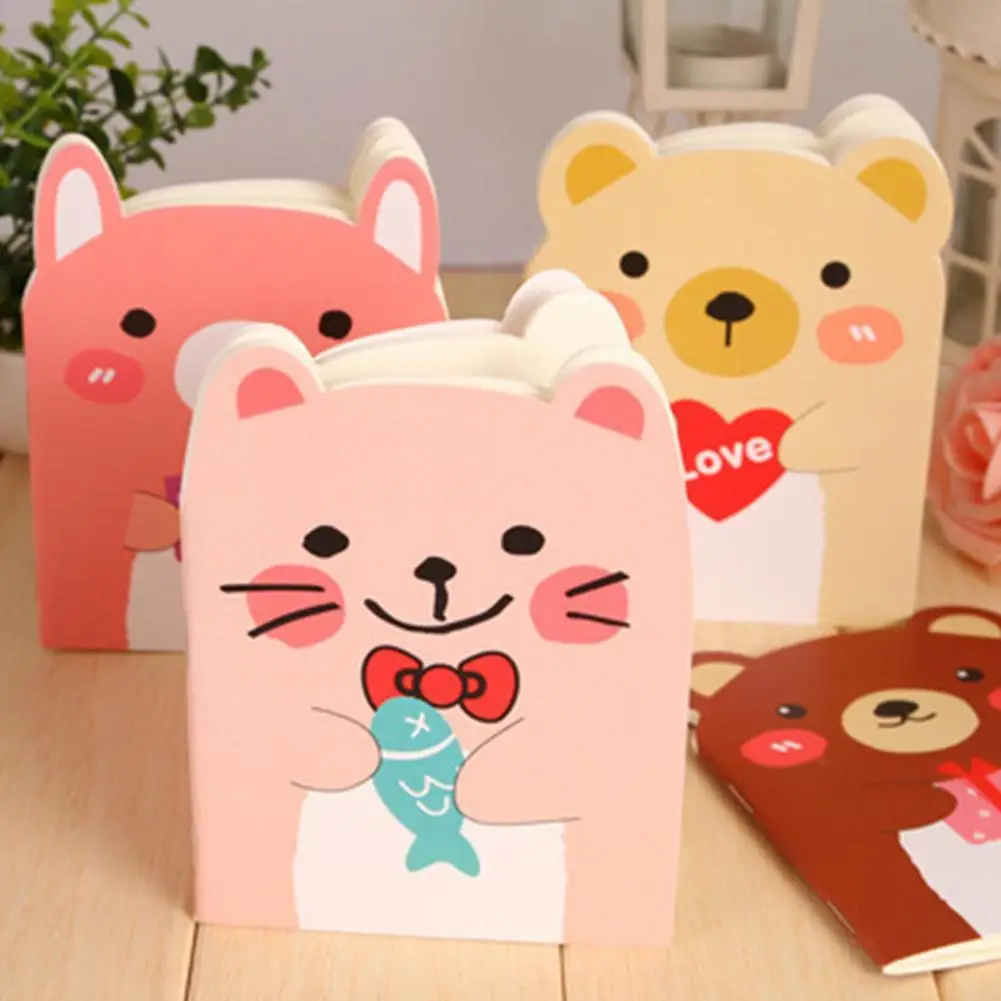 5 Pcs Portable Notebook Stationery Notepad Creative Cute Cartoon Bears Note Pad Student Vocabulary Words Recite