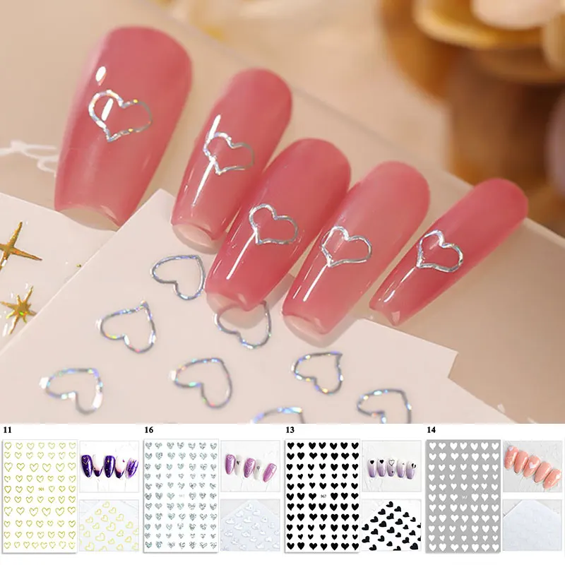 

1PC 3D Colorful Heart Love Nail Stickers Self-Adhesive Slider Letters Nail Art Decorations Stars Decals Manicure Accessories