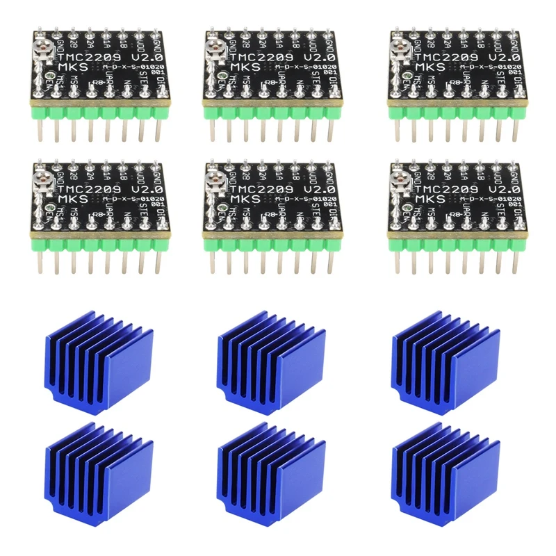 

Драйвер шагового двигателя MKS TMC2209, сверхтихий драйвер 2,5a UART для 3D-принтера SGen L Gen L Robin Nano, 6 шт.
