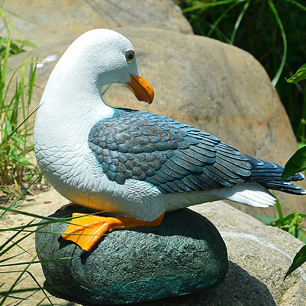 Садовая статуя из смолы скульптура чайки Реалистичная Статуэтка морской птицы