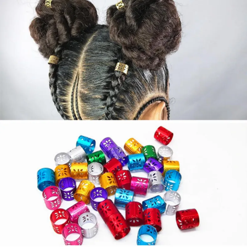 Кольцо для волос косичек заколки 100 шт. бусины дреды Серебряный Зеленый Желтый