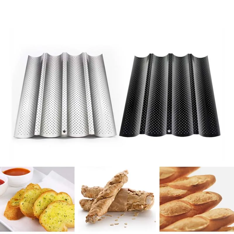 

French Bread Baking Mold Bread Wave Baking Tray Practical Cake Baguette Mold Pans 2/3/4 Groove Waves Bread Baking Tools