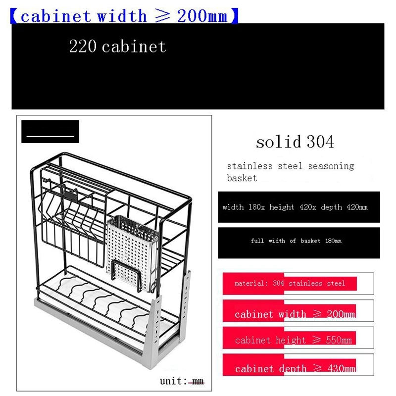 

Mutfak Malzemeleri Accesorios Organizar Para Armario Drawer for Stainless Steel Cocina Organizer Rack Kitchen Cabinet Basket