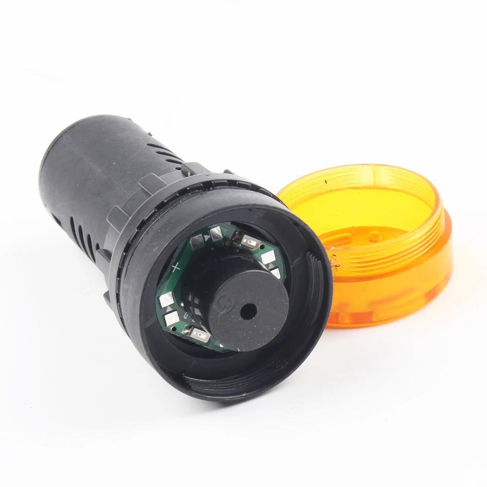 

Free Shipping 1pc colorful AD16-22SM 12V 24V 110V 220V 22mm Flash Signal Light LED Active Buzzer Beep Alarm Indicator Yellow