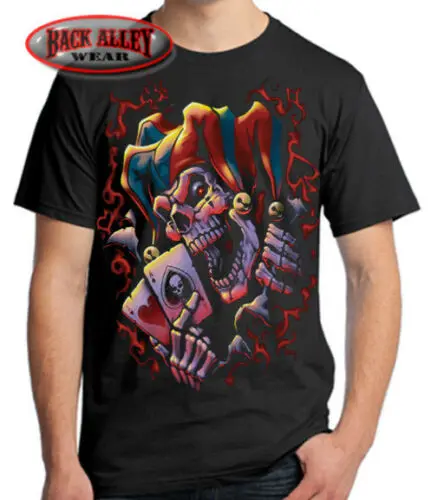 WICKED JESTER Joker Skull CLOWN футболка Байкерская футболка topet Posse Ac...