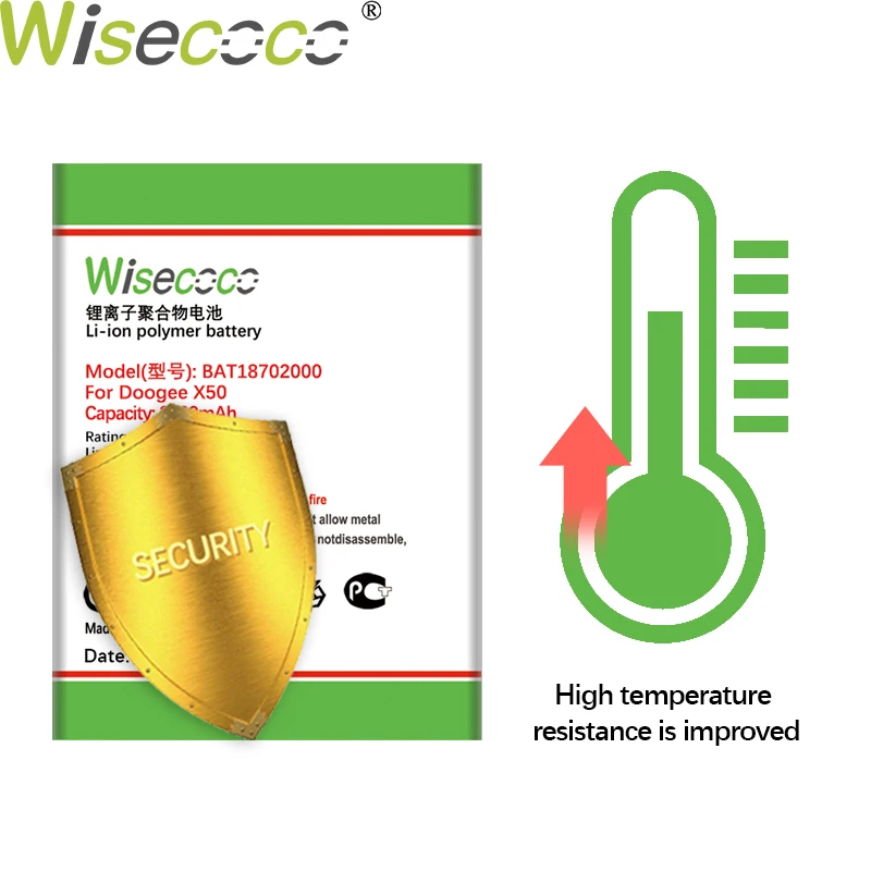 WISECOCO 2800 мАч BAT18702000 батарея Для DOOGEE X50 мобильный телефон новейшее производство высокое качество батарея с номером отслеживания