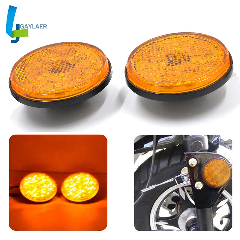 Pair 12V LED Motorcycle Round Reflector Tail Brake Turn Signal Lights Lamp Bulbs Stop Warning Light ATV Taillight |
