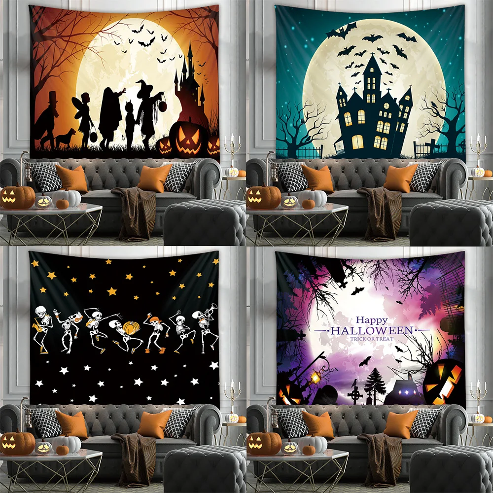 

2020 Halloween Tapestry Skull Printed Wall Hanging Tapestry Background Cloth Digital Printing Tapestry Halloween Home Decor