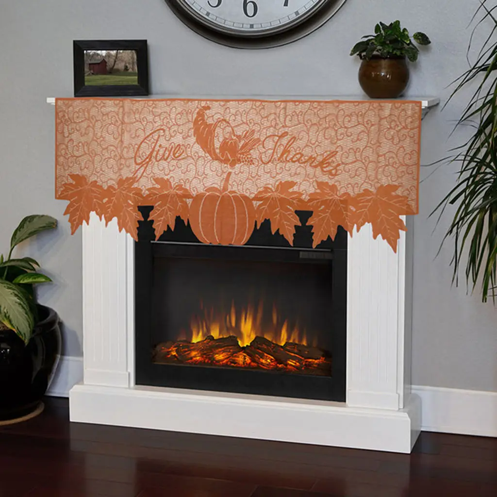 

Кружевная каминная ткань для благодарения, тыква, Кленовая мантия, искусственная мантия