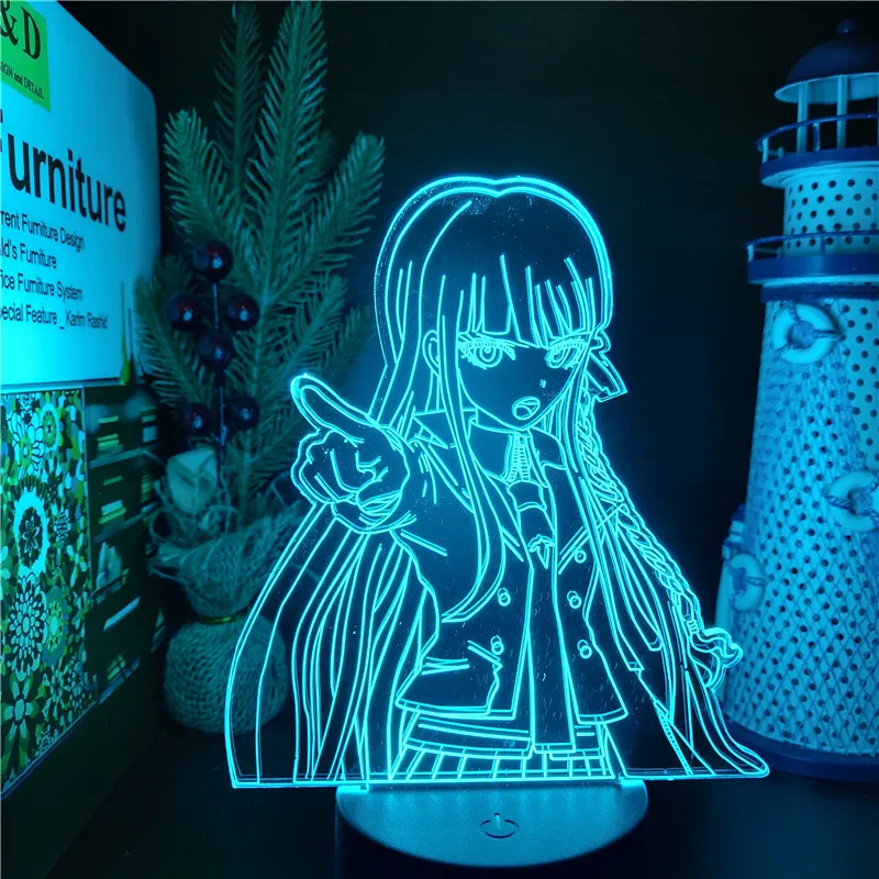 Danganronpa Kyoko Kirigiri LED Lampara 3D Night Light Xmas Kawaii Room Decor Luminaria Lampe Anime Figure Manga Lights Neon Lamp