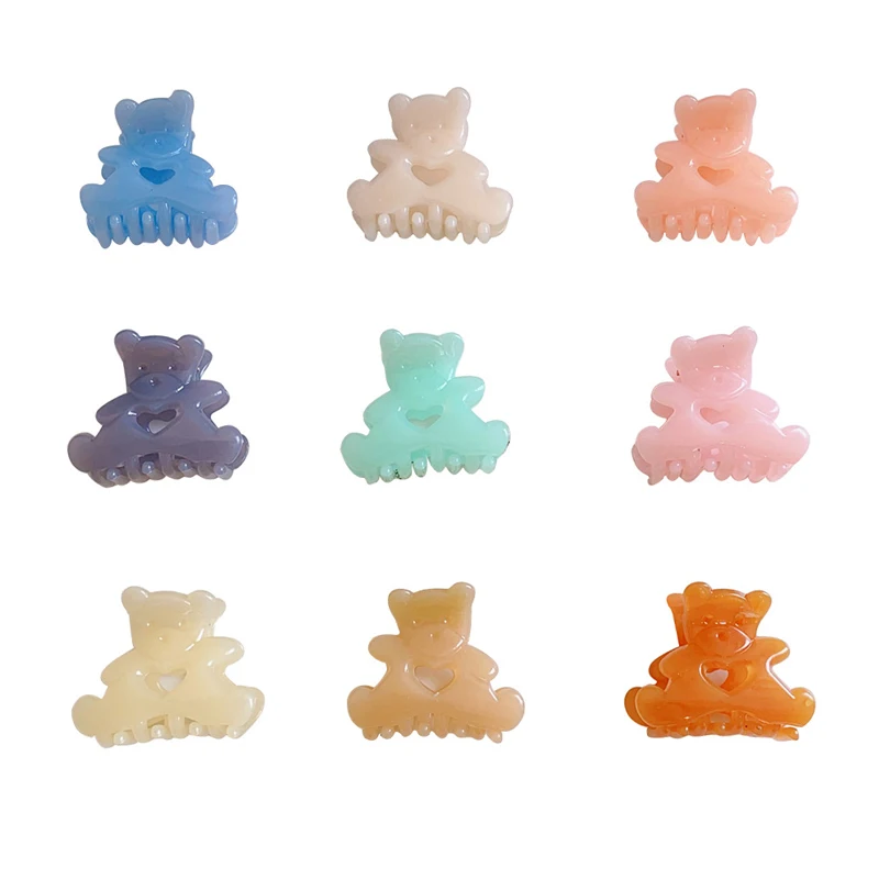 

Candy Color Bear Hairpins Girls Kids Acrylic Hair Clips Matte Hair Claws Crab Hair Accessories Hair Styling Tools Hair Crab