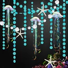 Медуза, тропическая рыба под синим морем, тематический Декор вечерние НКИ, подвесная бумага, морская звезда, ракушка, круглые гирлянды, украшения на день рождения