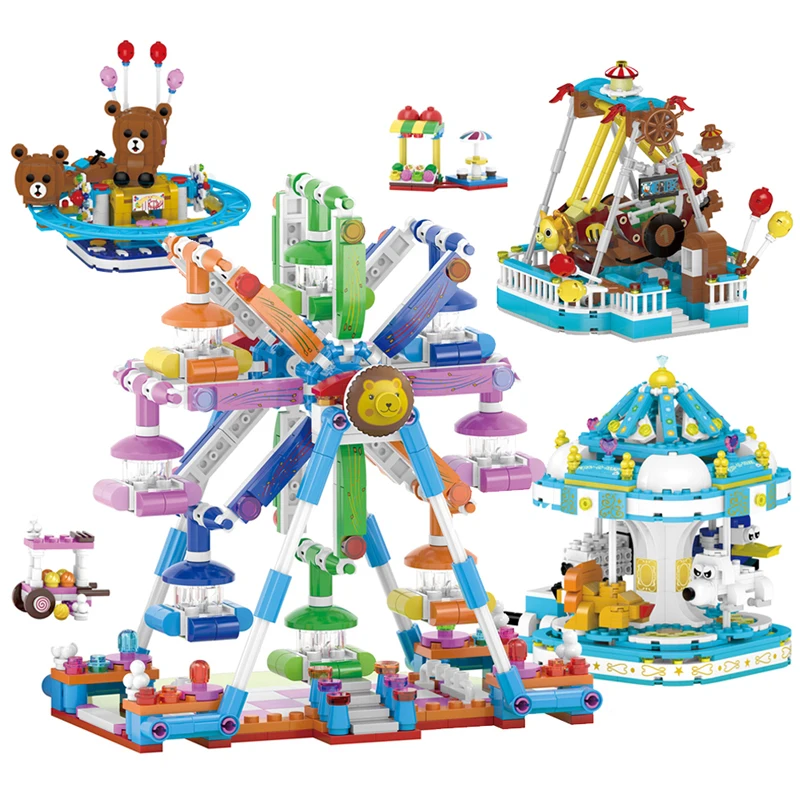 Конструктор городской детский парк колесо обозрения американские горки