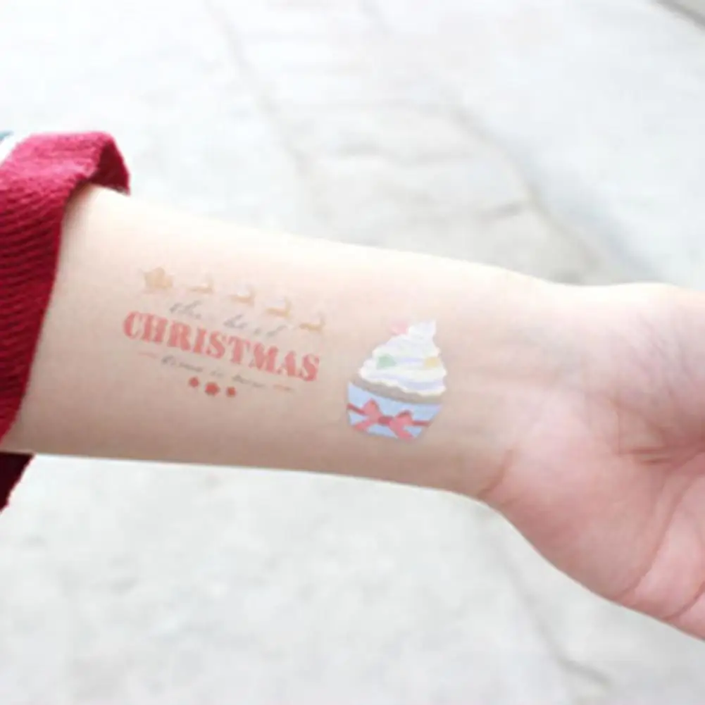 1 лист Рождественская тема светящаяся Временная водостойкая татуировка стикер