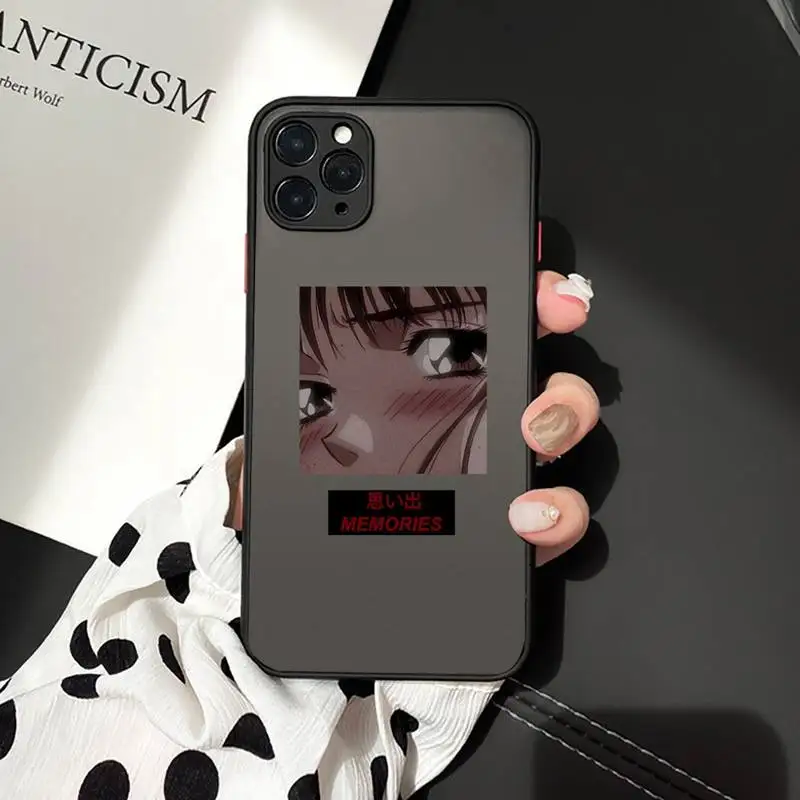 

Sad Japanese Anime Aesthetic Phone Case matte transparent For iphone 7 8 11 12 plus mini x xs xr pro max cover