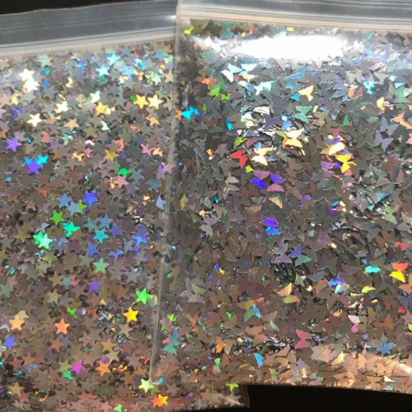 

10g/bag Silver Gold Holographic Glitter 3mm Micro Star/Butterfly Shape MIX Acrylic Laser Glitter For Nail Art Decorations LS2356