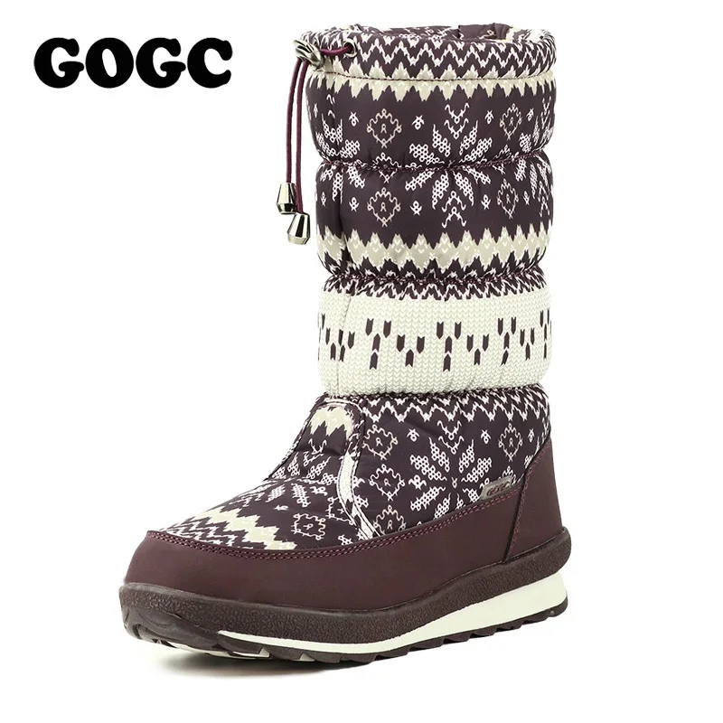 G9619-60 GOGC женские зимние ботинки известного российского бренда; Высококачественная теплая женская зимняя обувь с цветочным принтом; женские зимние ботинки; женская обувь; 9619 - Цвет: G9619-60