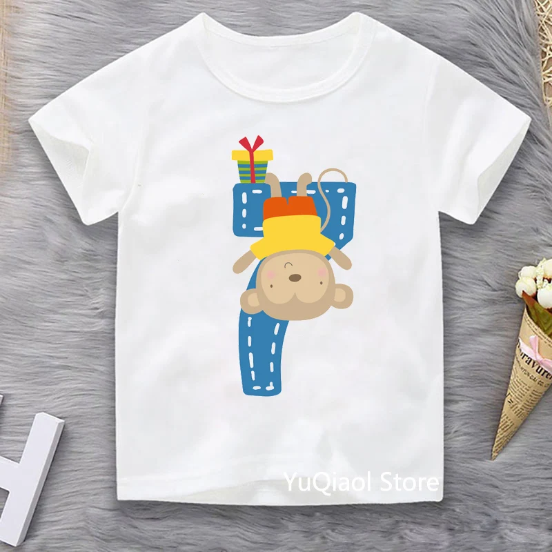 

Футболка для мальчиков и девочек, забавный подарок, подарок, унисекс, с принтом в виде животных, на день рождения, с цифрами, вечерние ская фу...