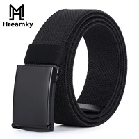 hreamky new military elastic canvas belt mens and womens adjustable army tactical belt outdoor sports woven mens belt