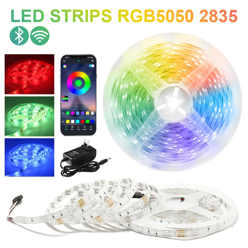 

RGB 5050 SMD 2835 Waterproof WiFi Flexible Lamp Tape Ribbon Diode DC12V 5M 10M 15M 20M Color LED Strips Lights Bluetooth Luces