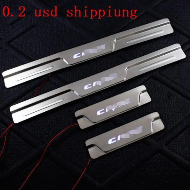 Стайлинг автомобиля светодиодная Накладка на порог из нержавеющей стали