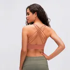 Бюстгальтер для фитнеса и йоги, спортивные колготки, топ, Женский высококачественный ударопрочный Женский корсет пуш-ап, одежда для спортзала, перекрестная спина с нагрудной подушкой