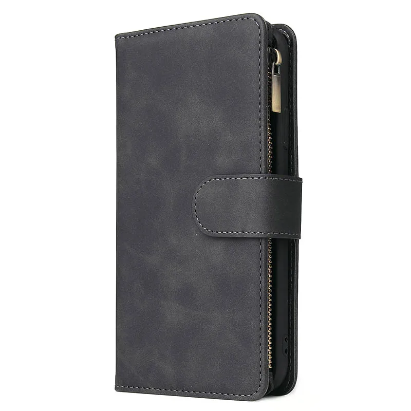 Black Для Funda samsung Note10+ чехол для телефона роскошный кожаный кошелек с молнией держатель для карт чехол для samsung Galaxy A50 A70(A7) A705F - Цвет: Black
