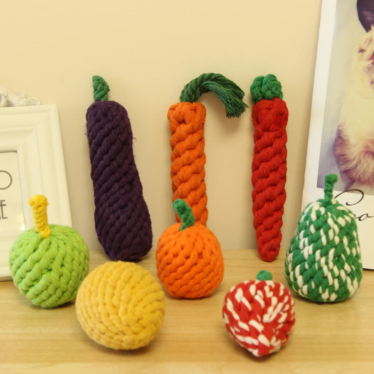 

Dog Pet Toy Fruit Bite Dog Interactive Toy Dog Cotton Rope Knot Toy Orange Strawberry Carrot Dog Teeth Cleaning Molar Puppies To