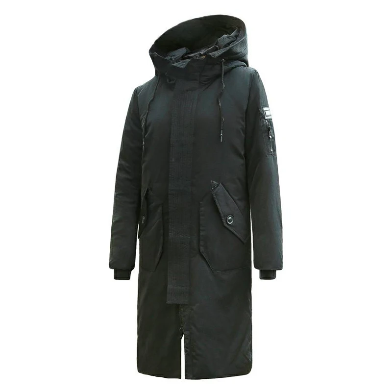 Brand Anti-cold Thick Warm Down Jacket 2020 Winter New Men's Fashion Slim Hooded Parka Casual Long Coat Black Blue Khaki