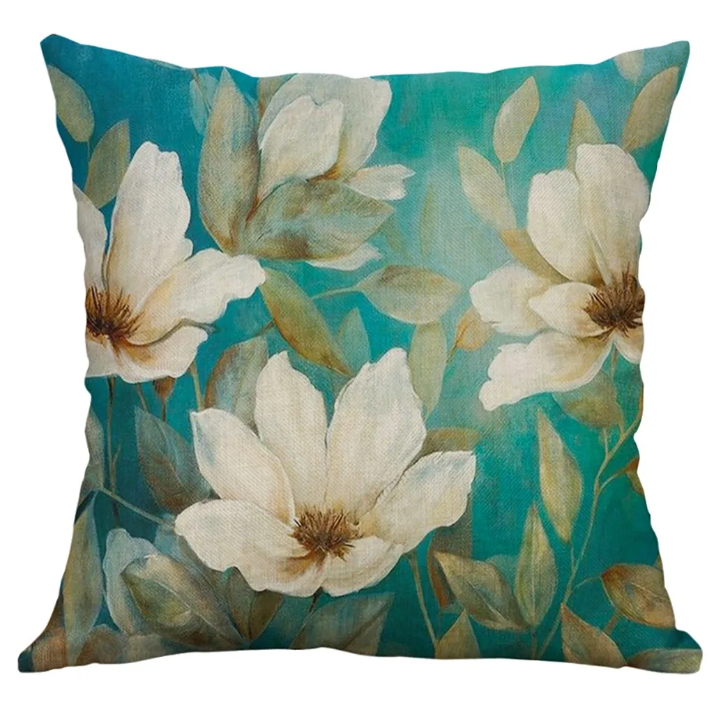 

Pillows Decor Home Cushion Cover 40x40cm Pillow Case Cover Square Funda Cojin Lino Flowers Taie Oreiller Federe Cuscini Divano