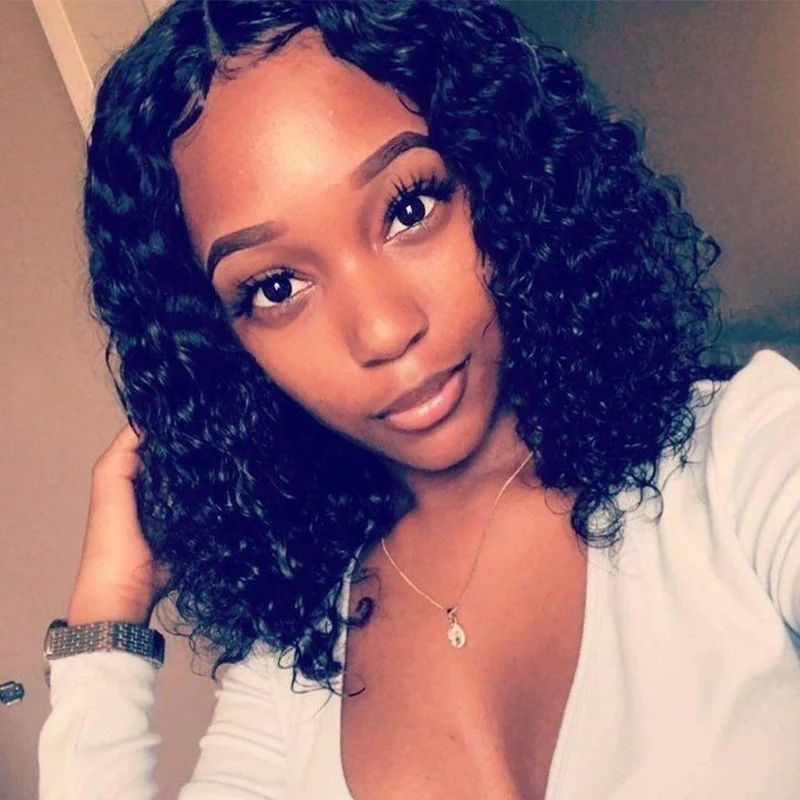 Короткий кудрявый боб парик для черных женщин афро Средняя часть термостойкие