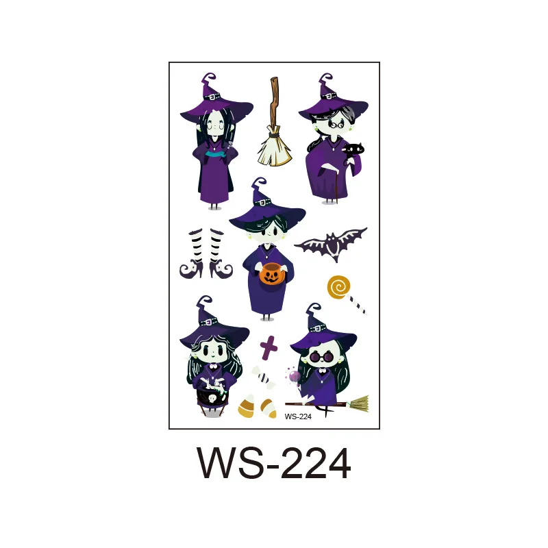 Хэллоуин светящаяся Татуировка Призрак для детей поддельные татуировки ведьмы